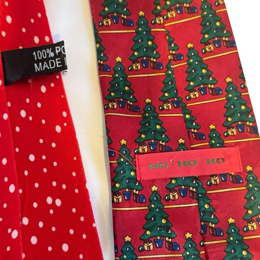 Ho ho ho Five men’s Christmas holiday ties joy snowman sleigh Santa Claus